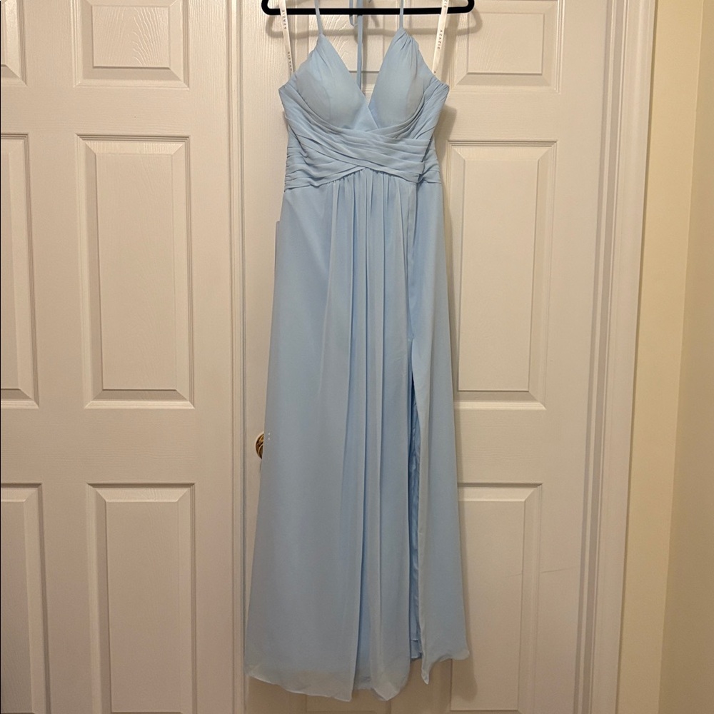 AZAZIE FARREN
Sky Blue A-Line Pleated Chiffon Convertible Dress